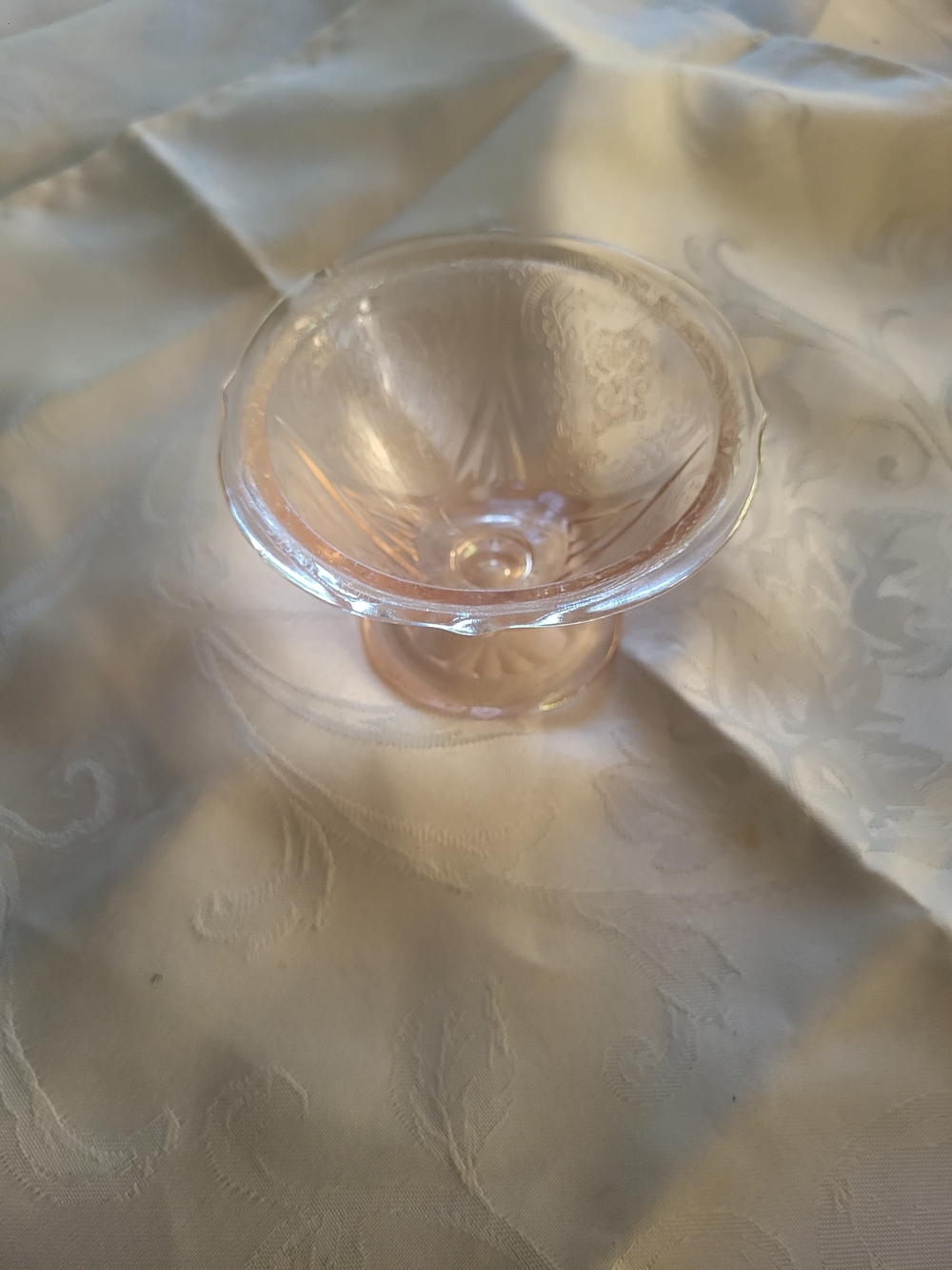 Pink royal lace depression glass sherbet